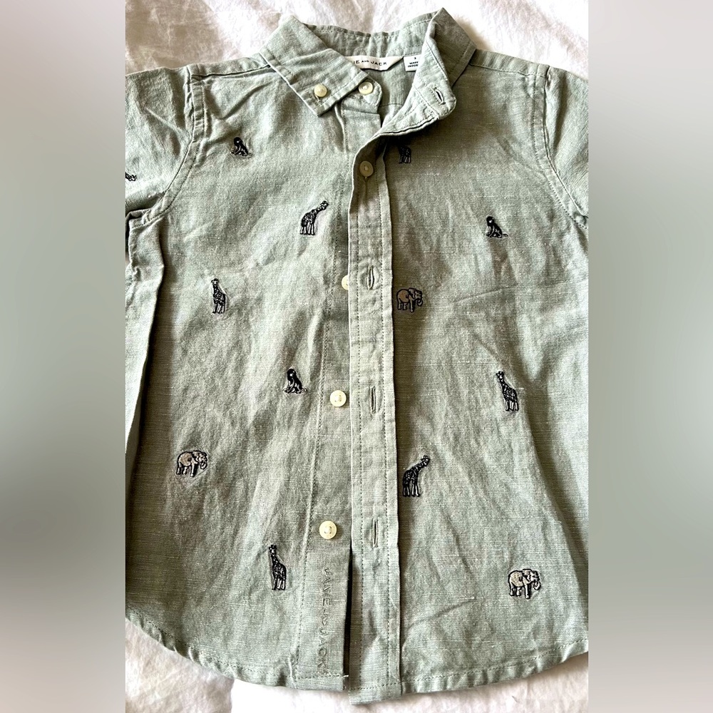 Janie & Jack button down shirt in grey linen